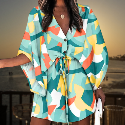 Carolyn™ • Women's Dress with Wide Sleeves: Colorful Style