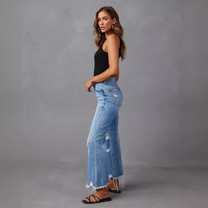 Melinda™ • 70s-Inspired Wide-Leg Denim Jeans