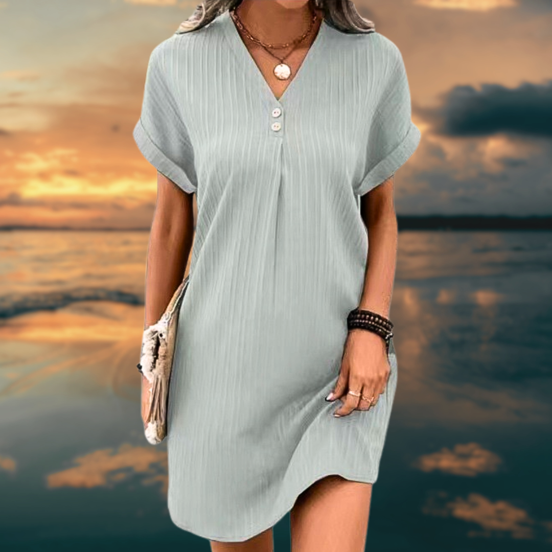 Maya™ • Soft Long Women's Dress with Short Sleeves