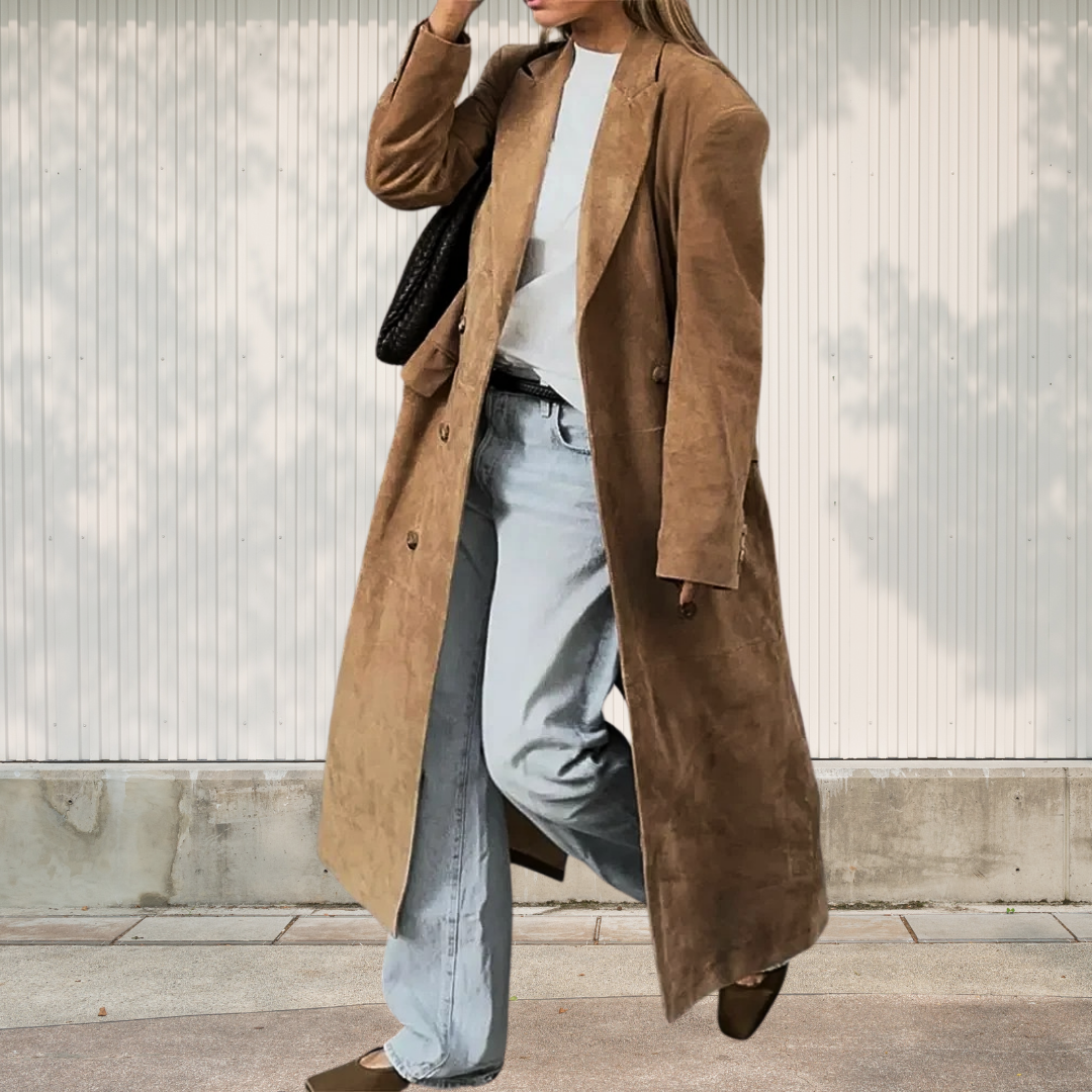 Margaret™ • Oversized suede-effect trench