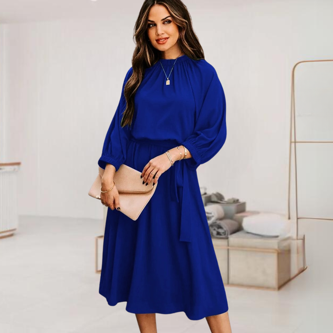 Sally™ • Romantic Midi Dress with Waist Bow