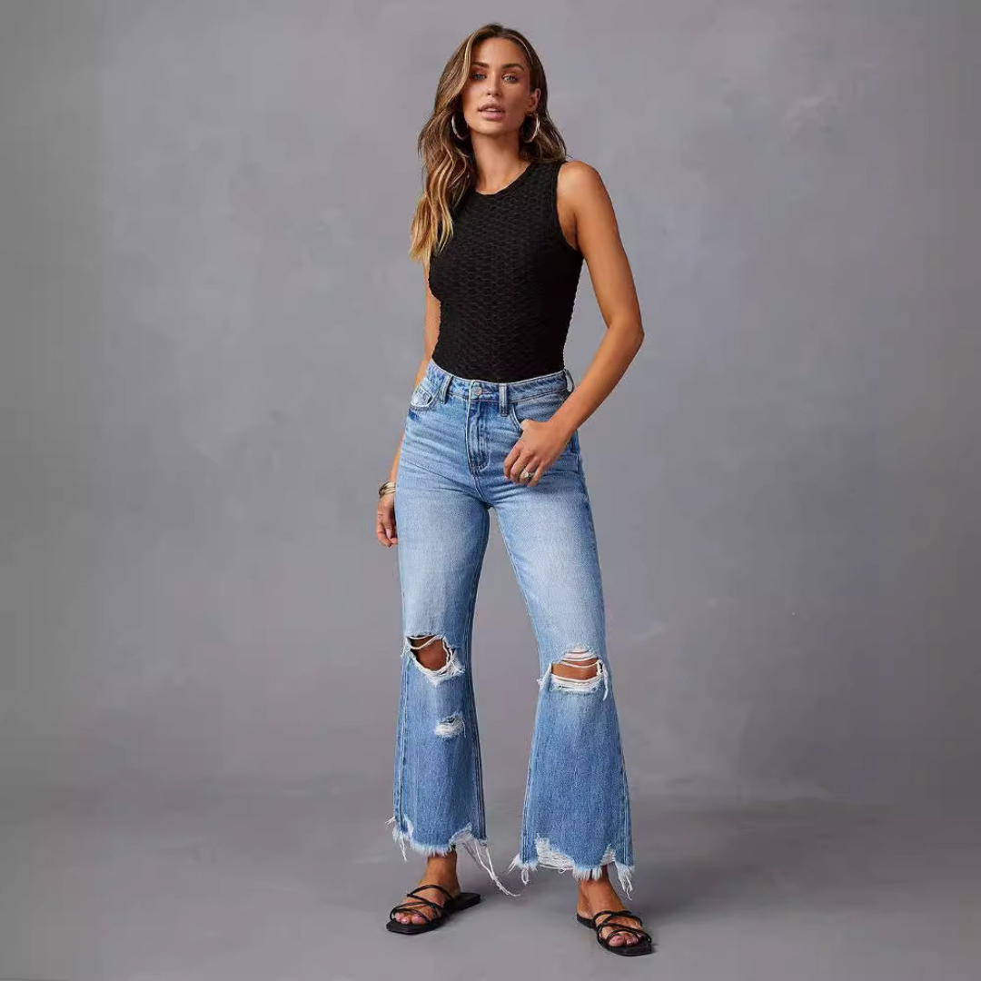 Melinda™ • 70s-Inspired Wide-Leg Denim Jeans