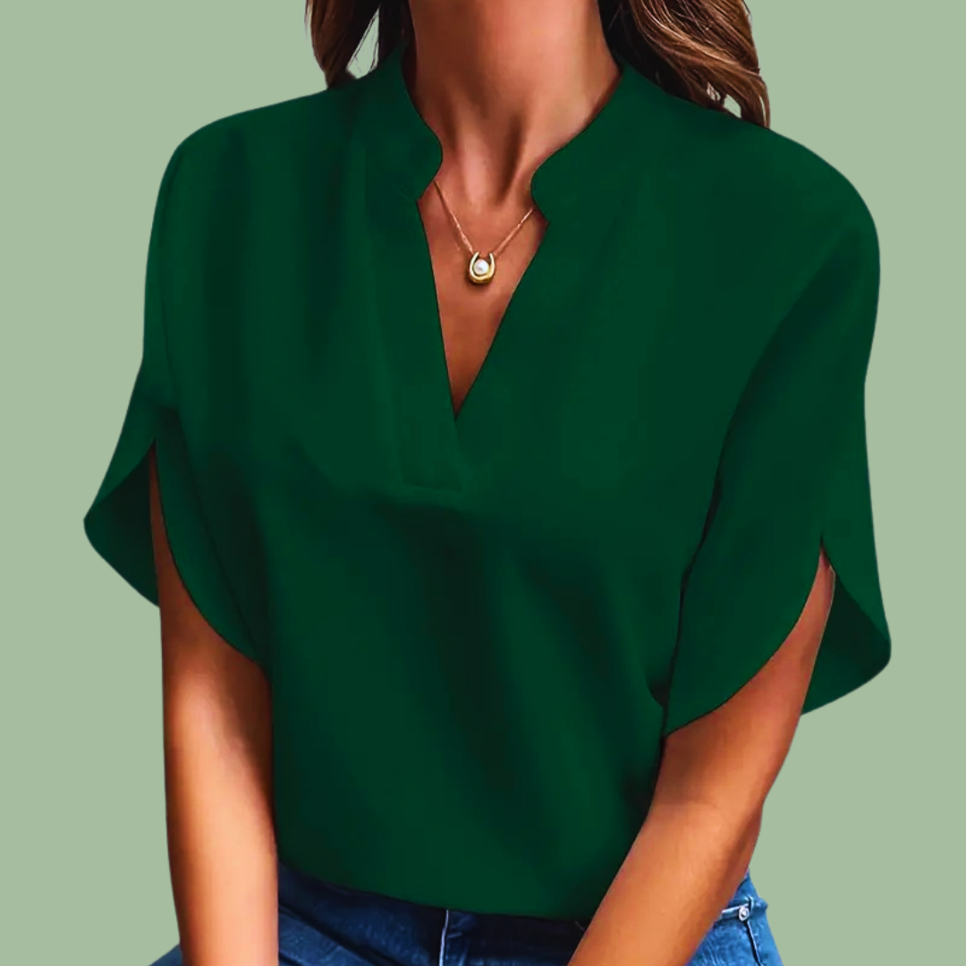 Emily™ • Lightweight Blouse with V-Neck and Sleeves