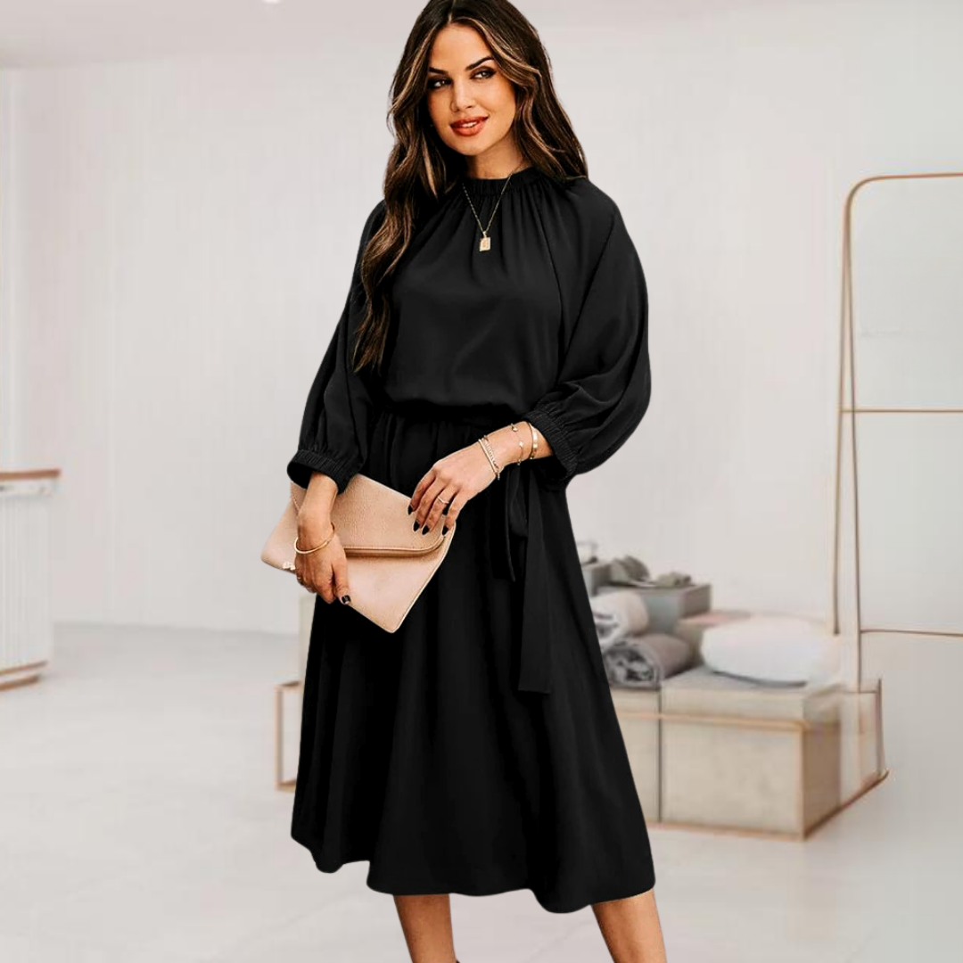 Sally™ • Romantic Midi Dress with Waist Bow