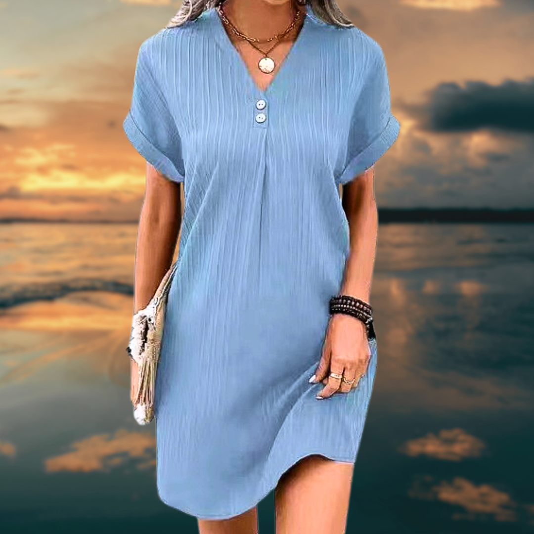 Maya™ • Soft Long Women's Dress with Short Sleeves