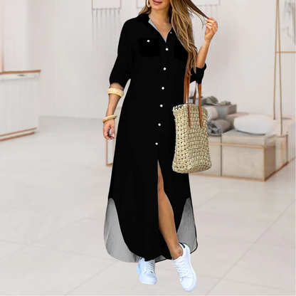 Susie™ • Solid Color Maxi Shirt Dress